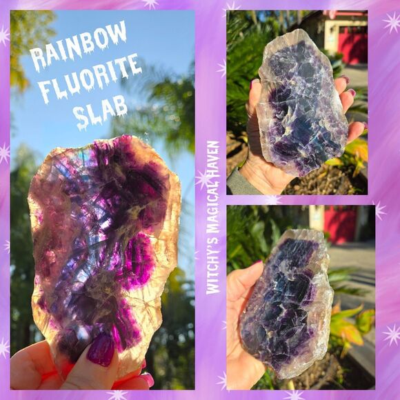Rainbow Fluorite Crystal Natural Stone Slab - Picture 1 of 12
